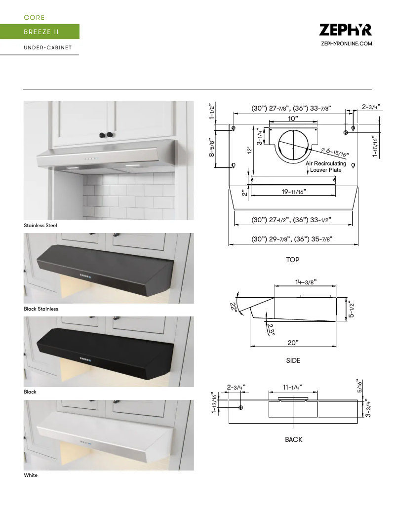Page 1 de la notice Fiche technique Zephyr Breeze II AK1236CW