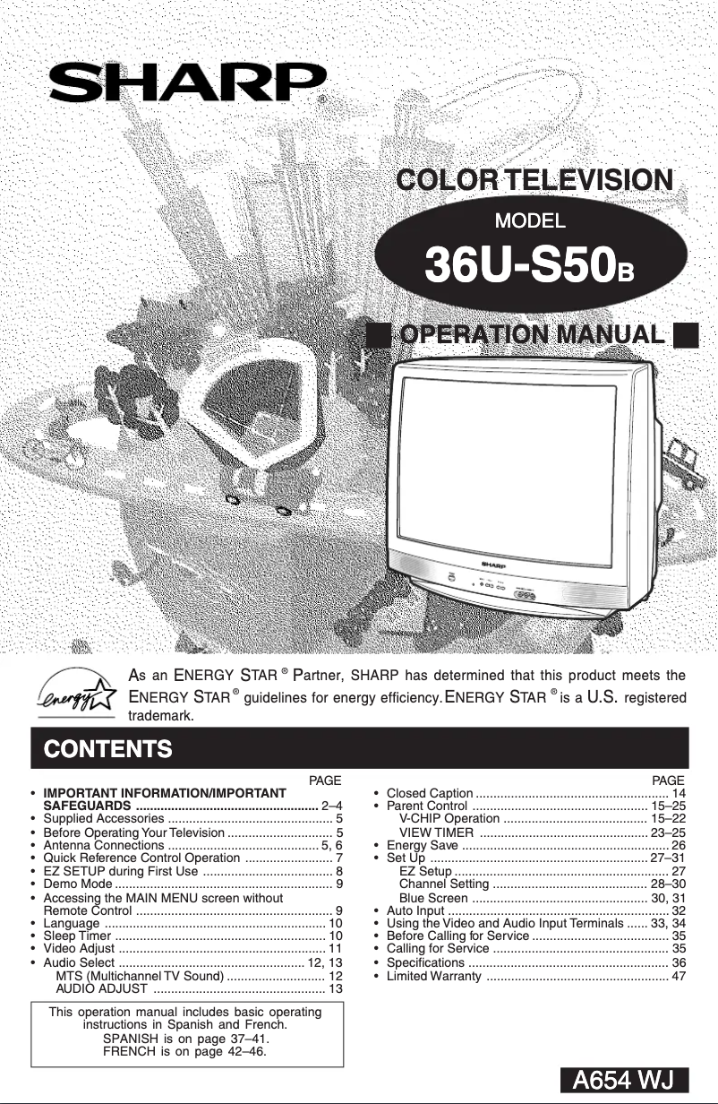Page n°1 - Manuel utilisateur Sharp 36US50