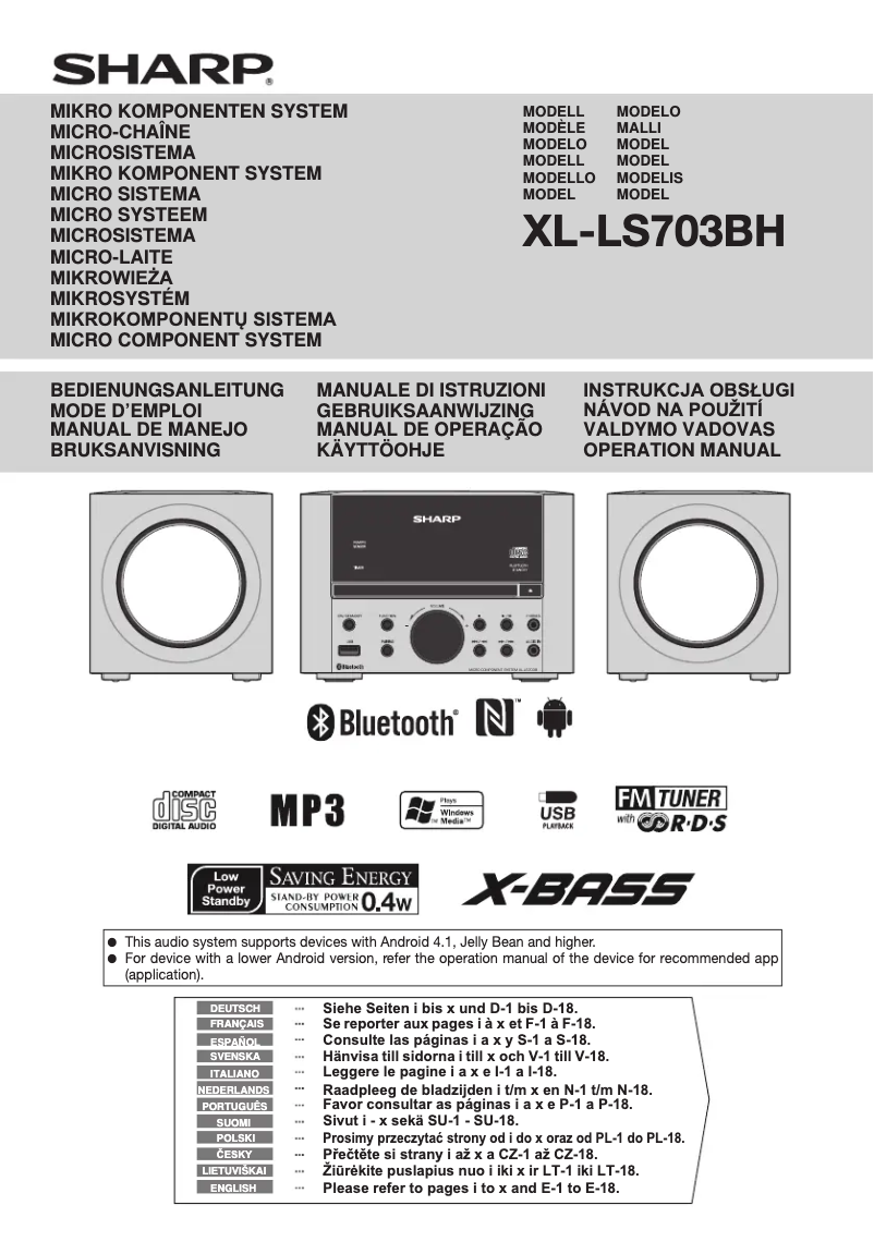 First page image of the manual for XL-LS703BHWH