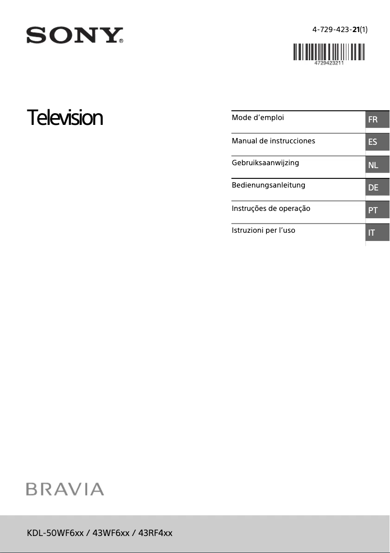 Page 1 de la notice Manuel utilisateur Sony KDL-43WF660