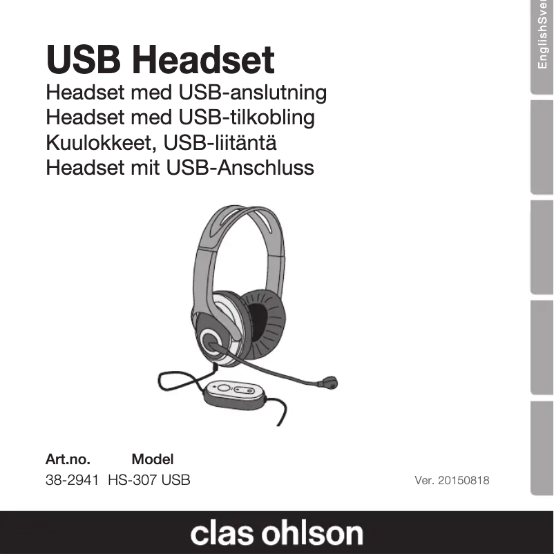 Page n°1 - Manuel utilisateur Clas Ohlson HS-307 USB