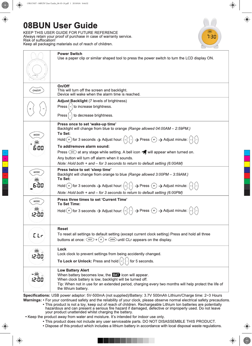 Page 1 de la notice Manuel utilisateur Oricom 08BUN