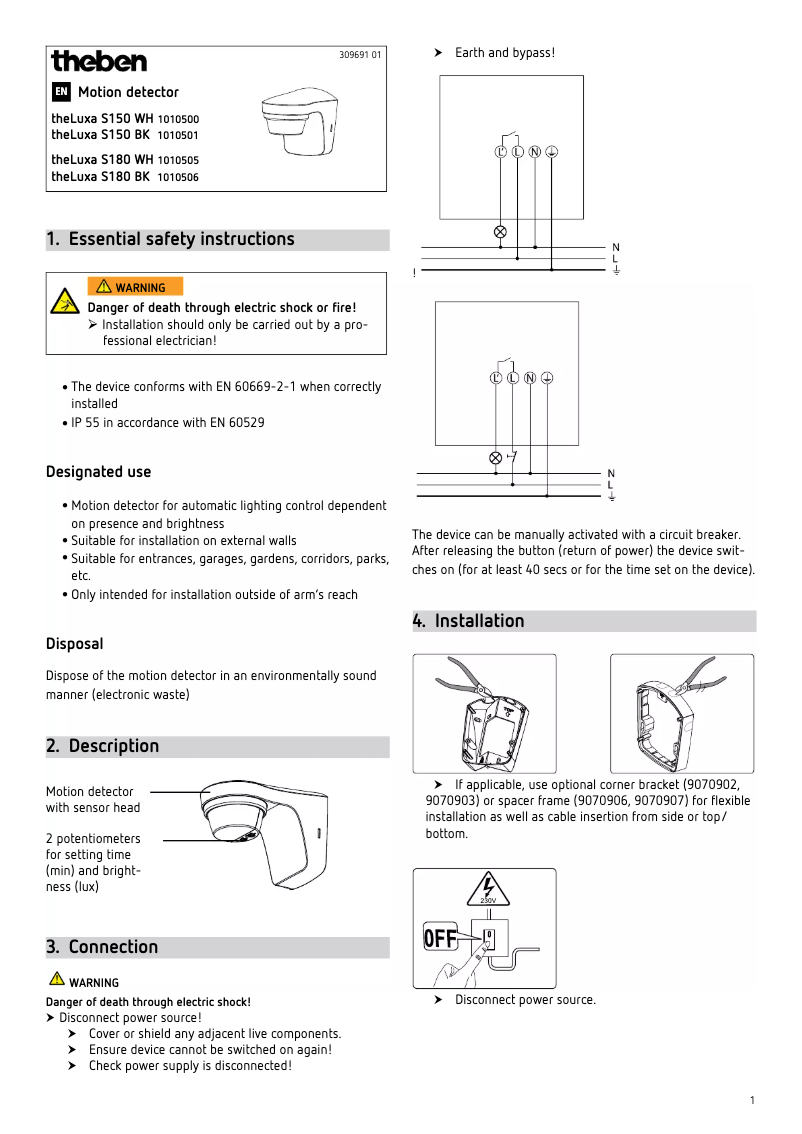Imagen de la primera página del manual del dispositivo theLuxa S150 WH