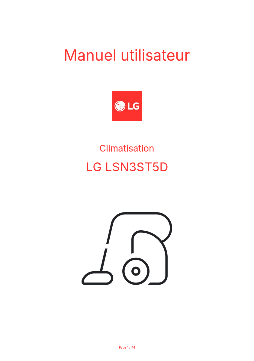 Page n°1 - Manuel utilisateur LG LSN3ST5D