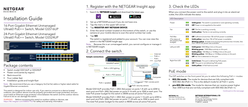 Page n°1 - Manuel utilisateur Netgear GS516UP