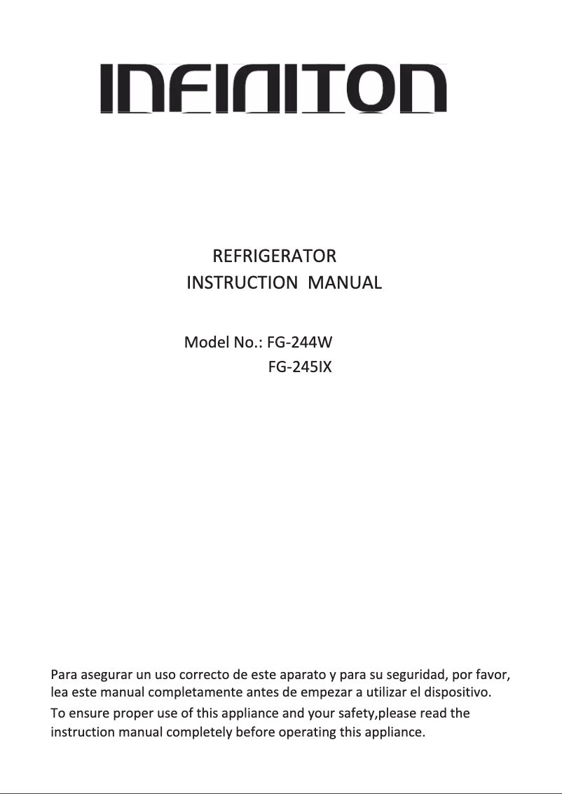 Page 1 de la notice Manuel utilisateur Infiniton FG-244W