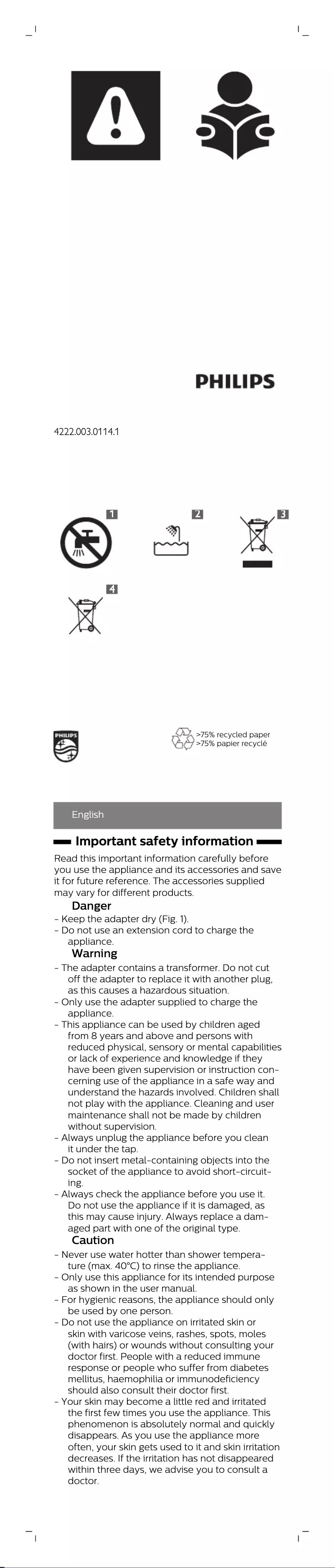 Image de la première page du manuel de l'appareil SatinShave Advanced BRL130