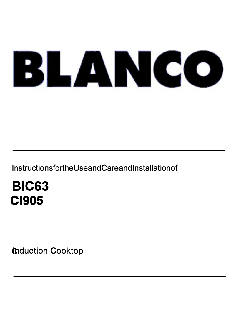 Page 1 de la notice Manuel utilisateur BLANCO CI905