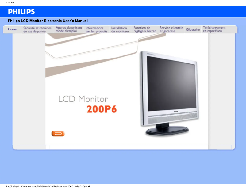 Image de la première page du manuel de l'appareil Brilliance 200P6