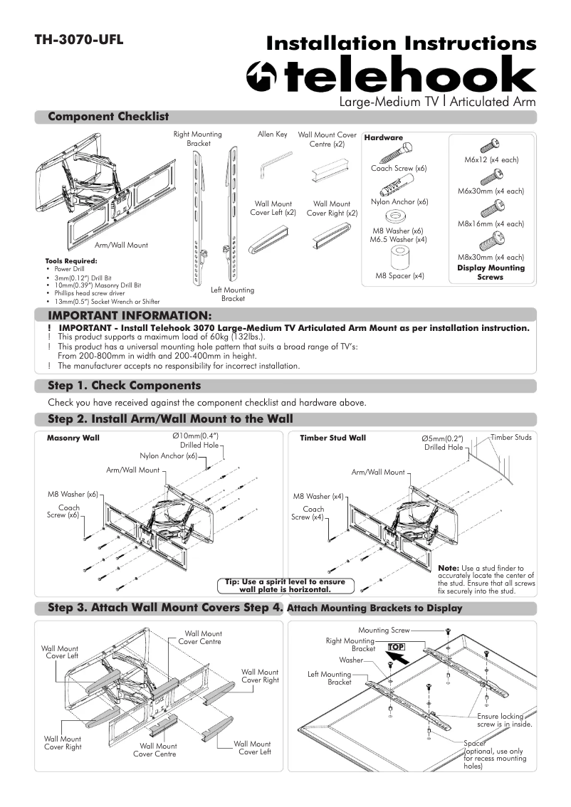 Page n°1 - Manuel utilisateur Atdec TH-3070-UFL