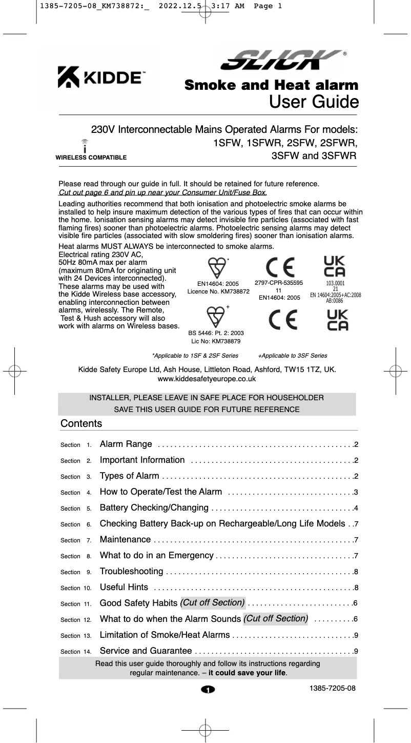 Image de la première page du manuel de l'appareil 2SFW