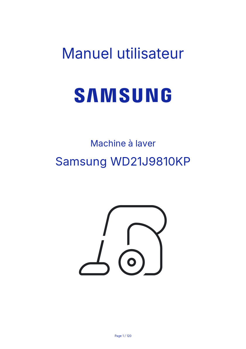 Image de la première page du manuel de l'appareil WD21J9810KP