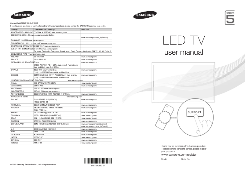 Image de la première page du manuel de l'appareil UE40EH5300
