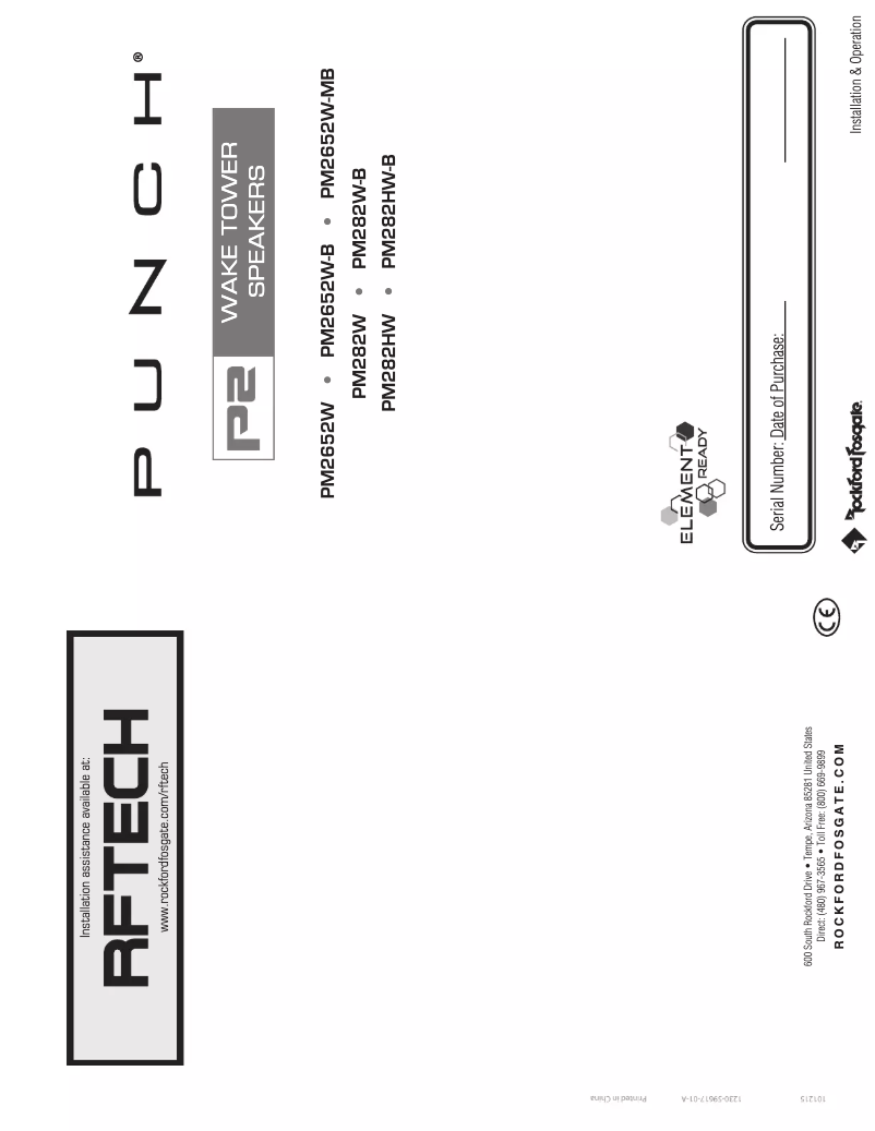 Page n°1 - Manuel utilisateur Rockford Fosgate Punch PM282W