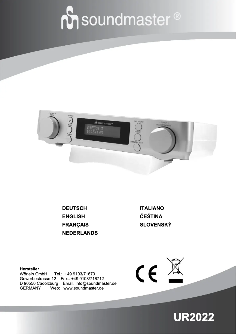 Page n°1 - Manuel utilisateur Soundmaster UR2022