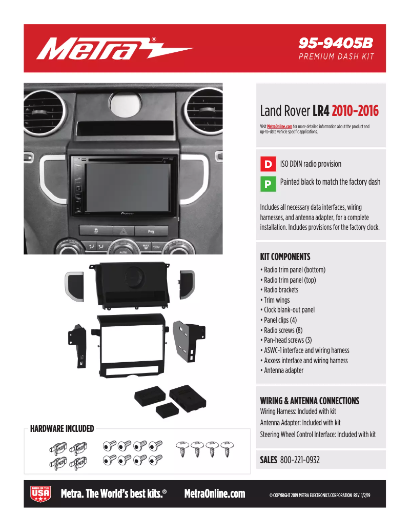 Page n°1 - Fiche technique Metra 95-9405B