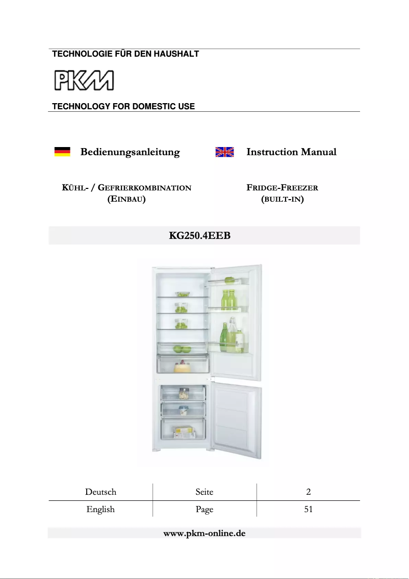 Page 1 de la notice Manuel utilisateur PKM KG250.4EEB