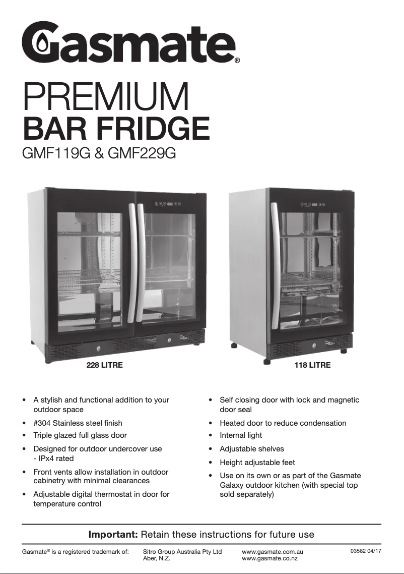 Image de la première page du manuel de l'appareil GMF119G