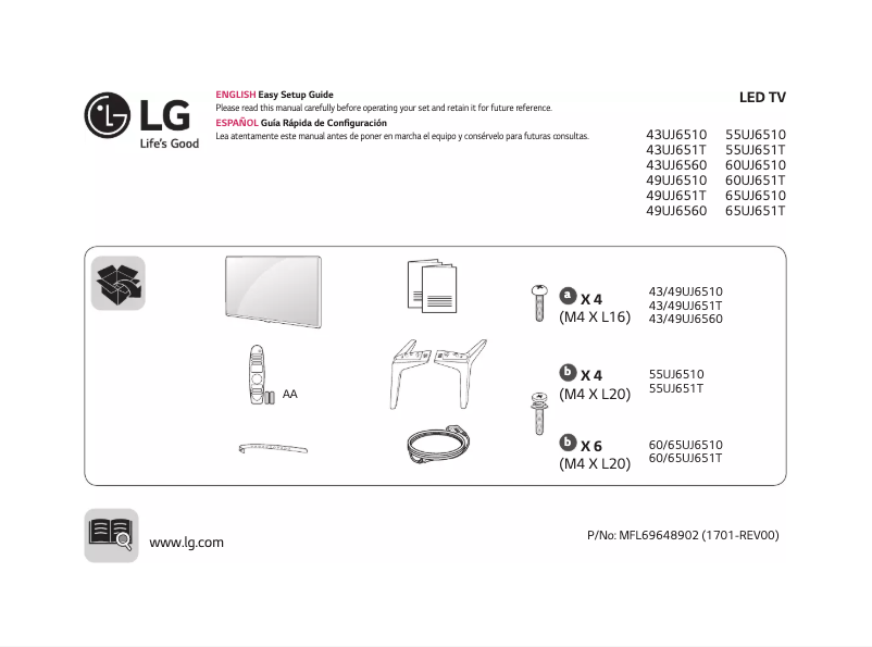 Image de la première page du manuel de l'appareil 43UJ6510