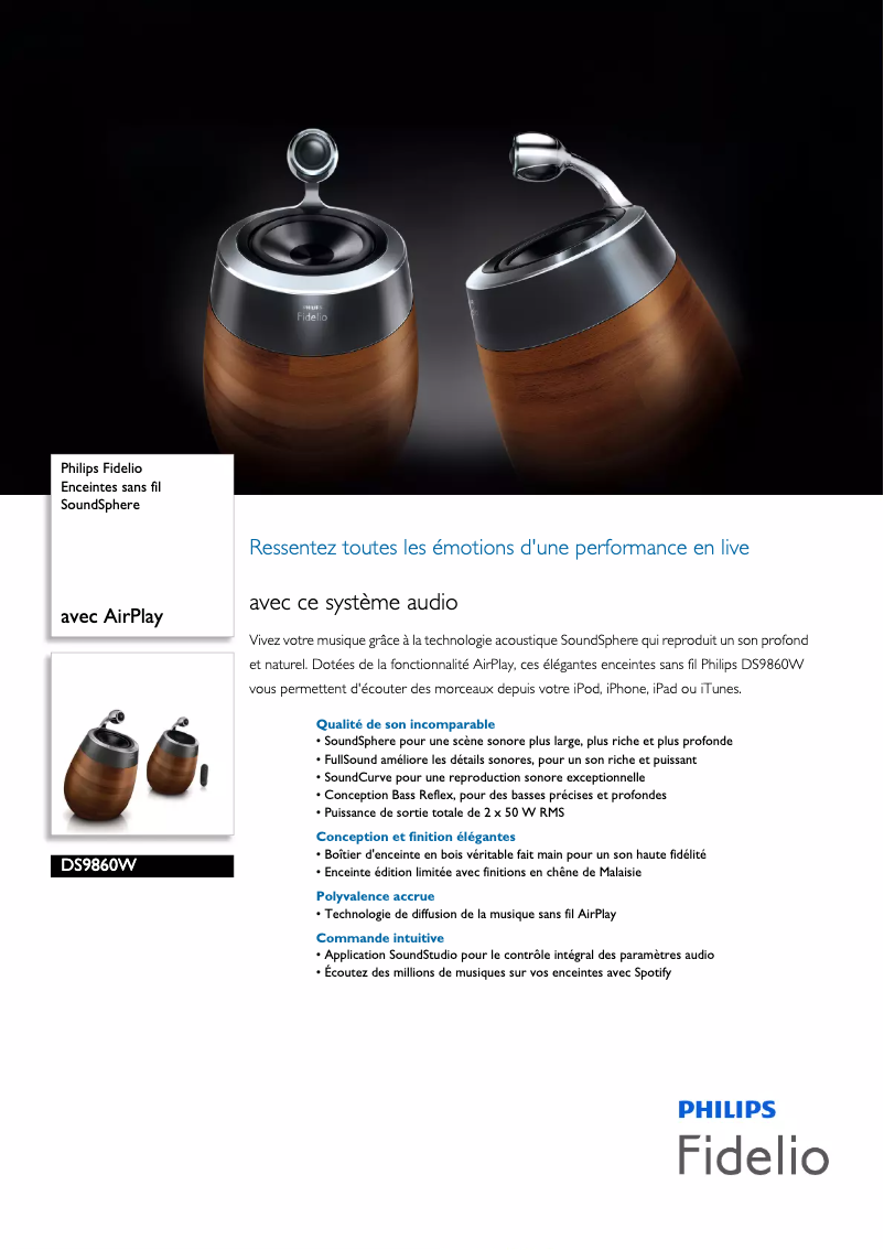 Page n°1 - Fiche technique Philips Fidelio DS9860W