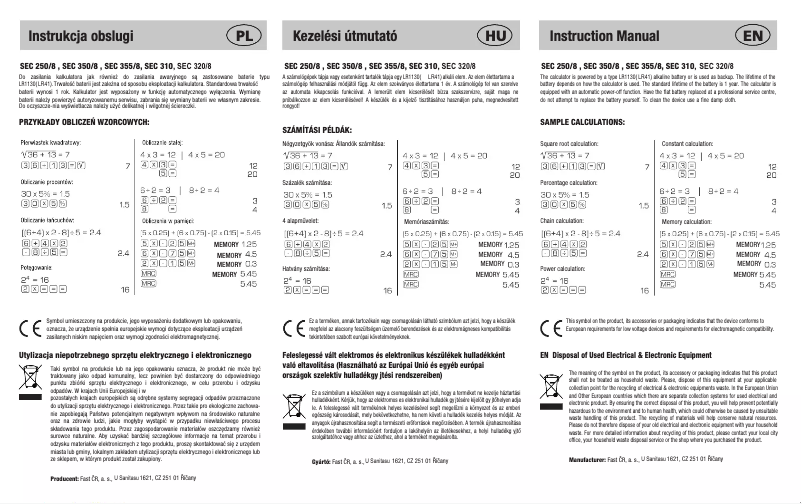 Page 1 de la notice Manuel utilisateur Sencor SEC 320/8