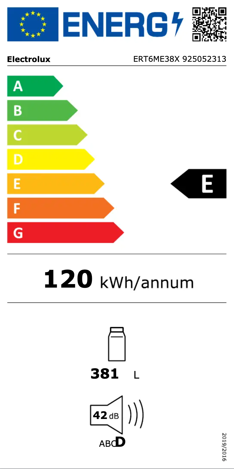 Page n°1 - Label énergétique Electrolux ERT6ME38X