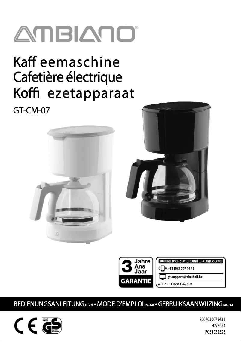Page 1 de la notice Manuel utilisateur Ambiano GT-CM-07