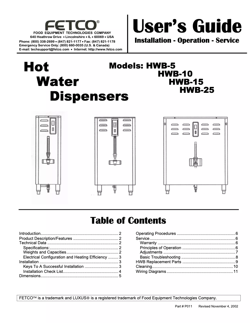 Image de la première page du manuel de l'appareil HWB-15
