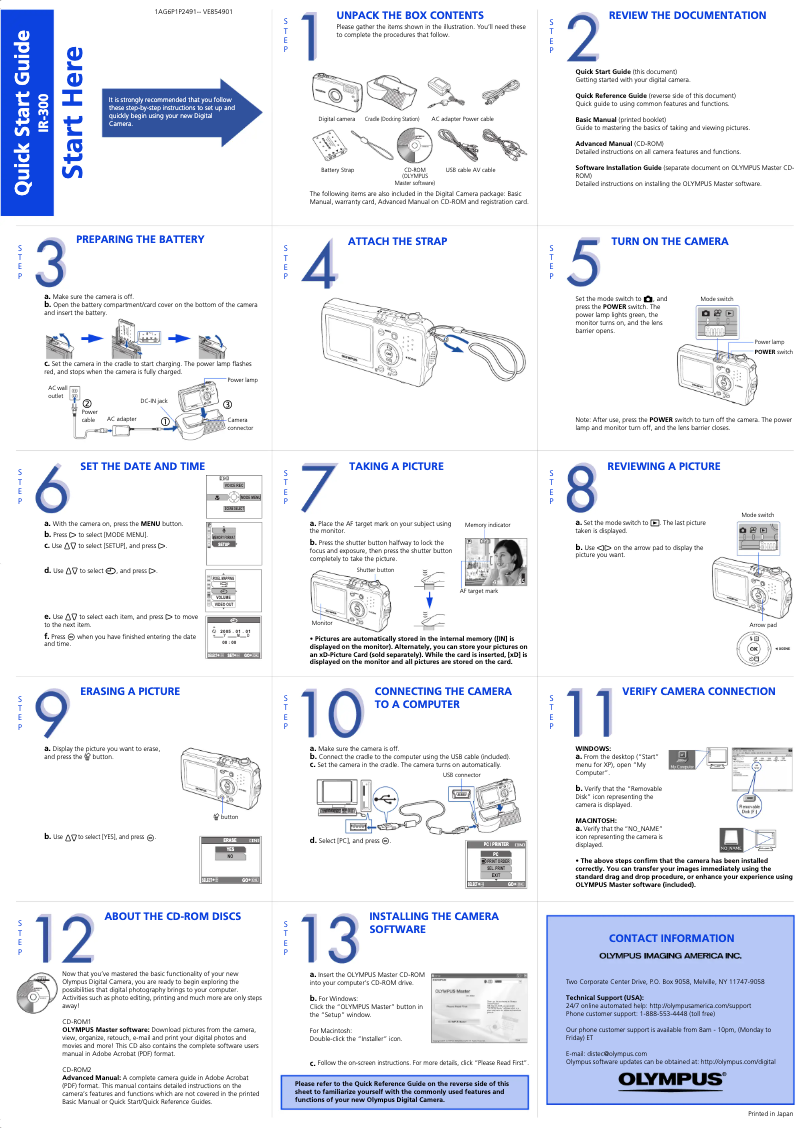 Page 1 de la notice Guide de démarrage rapide Olympus IR-300