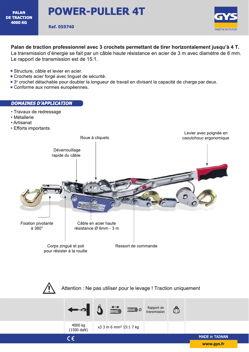 Image de la première page du manuel de l'appareil Power Puller 4T