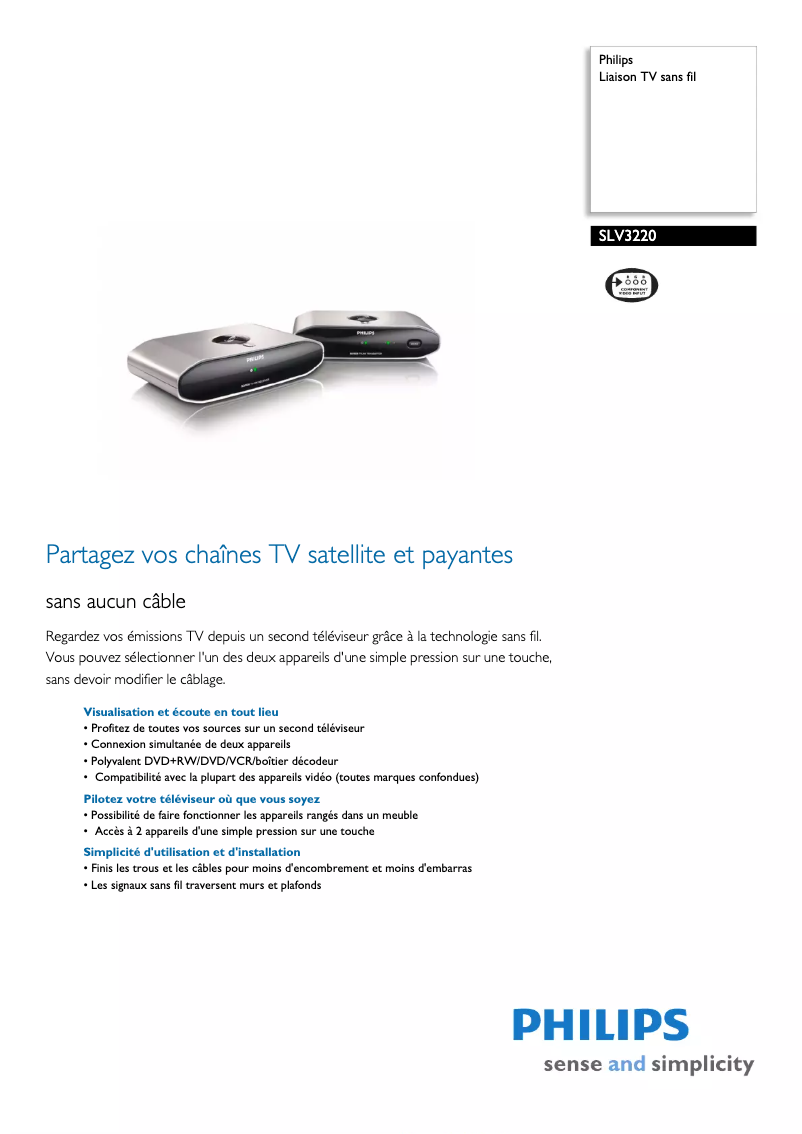 Imagen de la primera página del manual del dispositivo Wireless TV link SLV3220