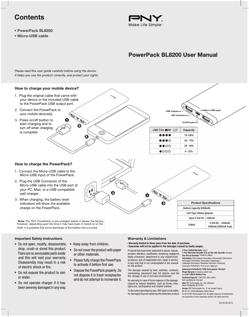 Image de la première page du manuel de l'appareil PowerPack BL8200