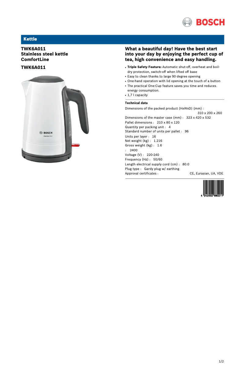 Image de la première page du manuel de l'appareil TWK6A011