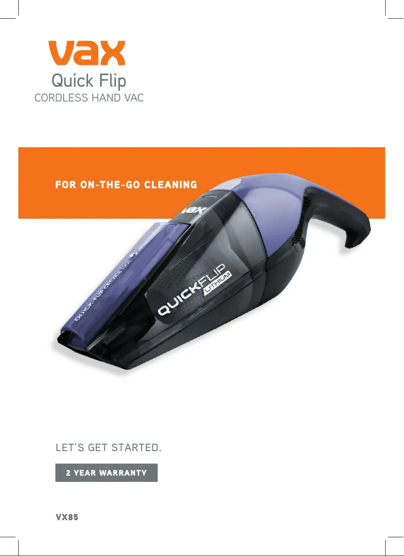 Page 1 de la notice Manuel utilisateur Vax Quick Flip Handheld VX85