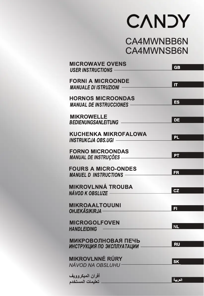 Page 1 de la notice Manuel utilisateur Candy CA4MWNSB6N