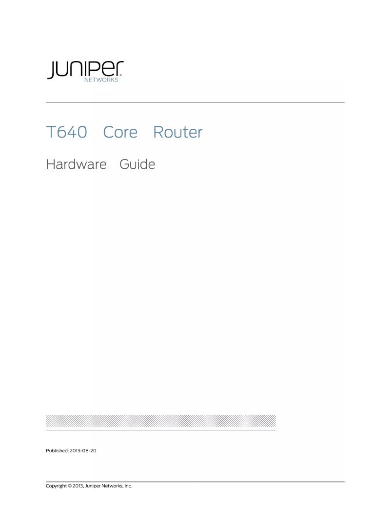 Page n°1 - Manuel utilisateur Juniper T640