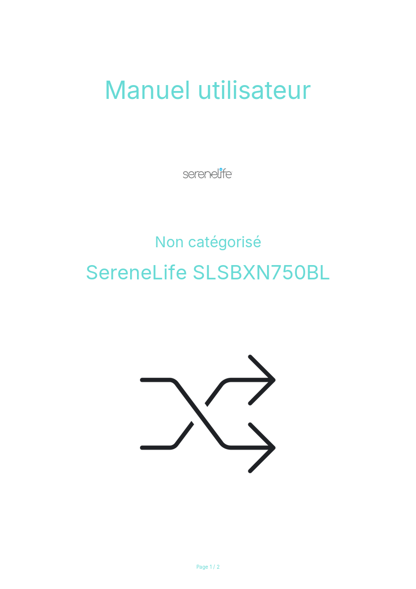 Page n°1 - Manuel utilisateur SereneLife SLSBXN750BL
