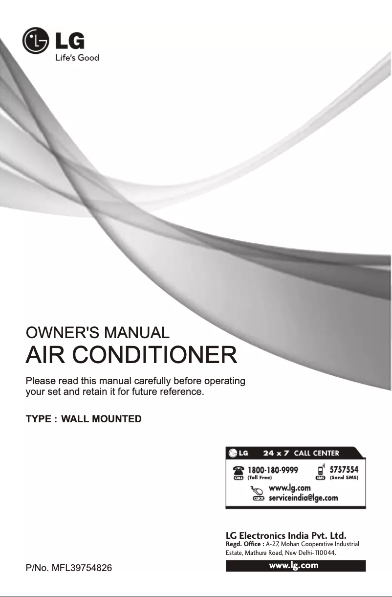 Page n°1 - Manuel utilisateur LG LSA18XWABH1