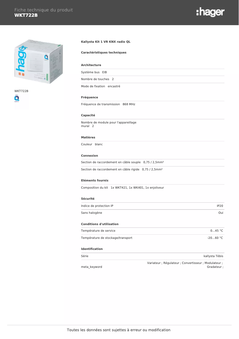 Image de la première page du manuel de l'appareil WKT722B