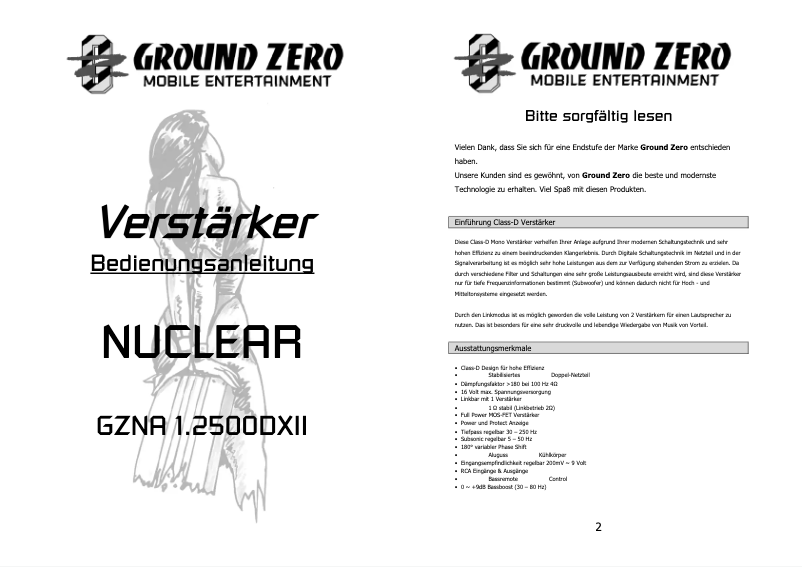 Image de la première page du manuel de l'appareil GZNA 1.2500DXII