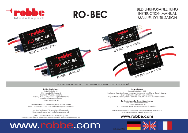 Page n°1 - Manuel utilisateur Robbe RO-BEC 12A