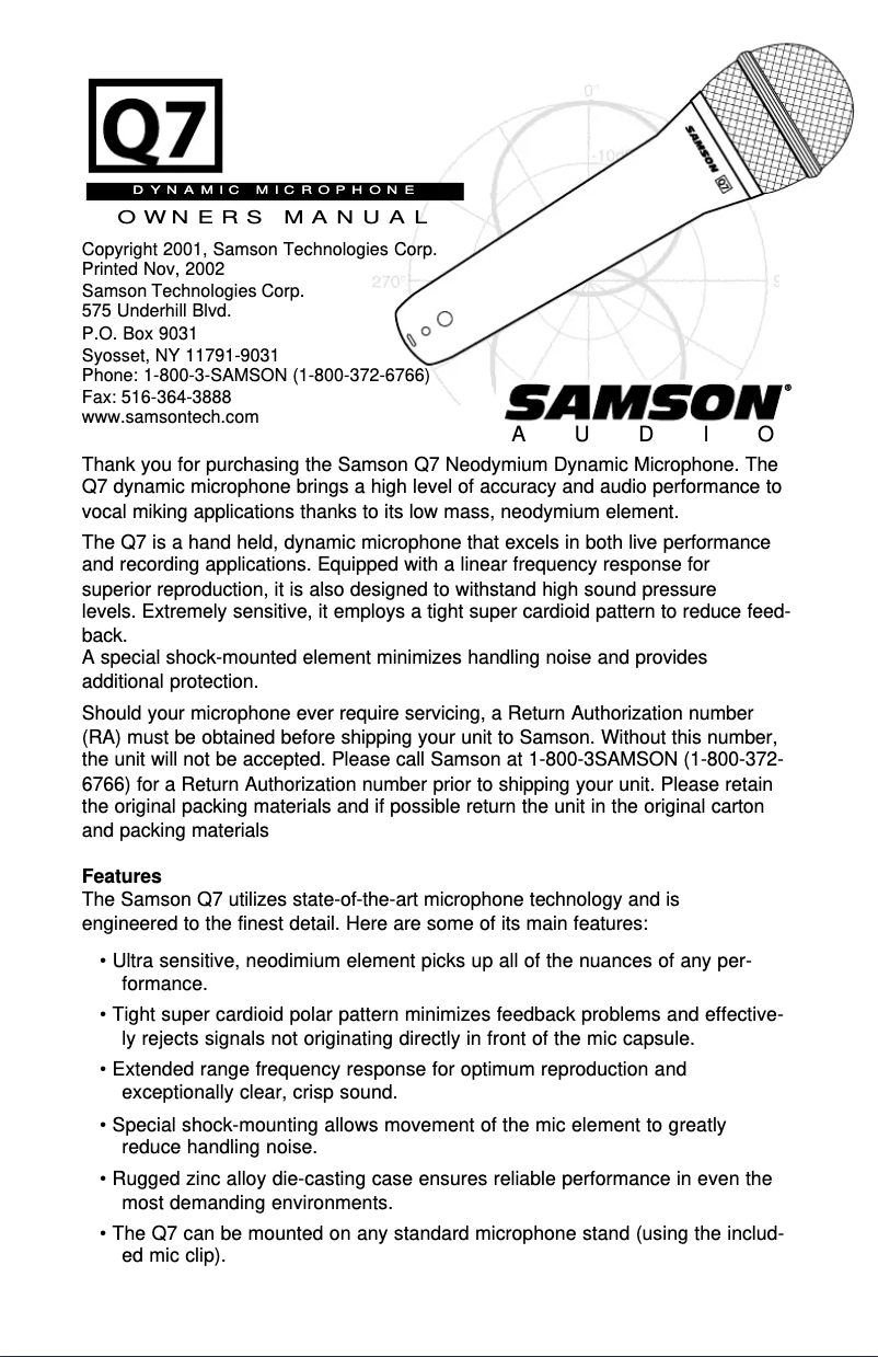 Image de la première page du manuel de l'appareil Q7
