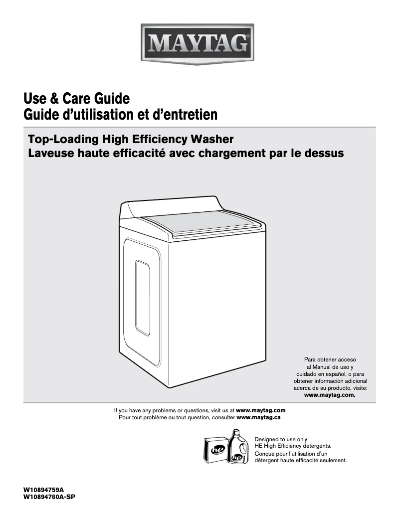 Page 1 de la notice Manuel utilisateur Maytag MVWB765FC