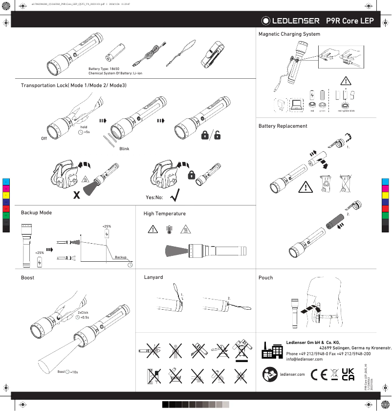 Image de la première page du manuel de l'appareil P9R Core LEP