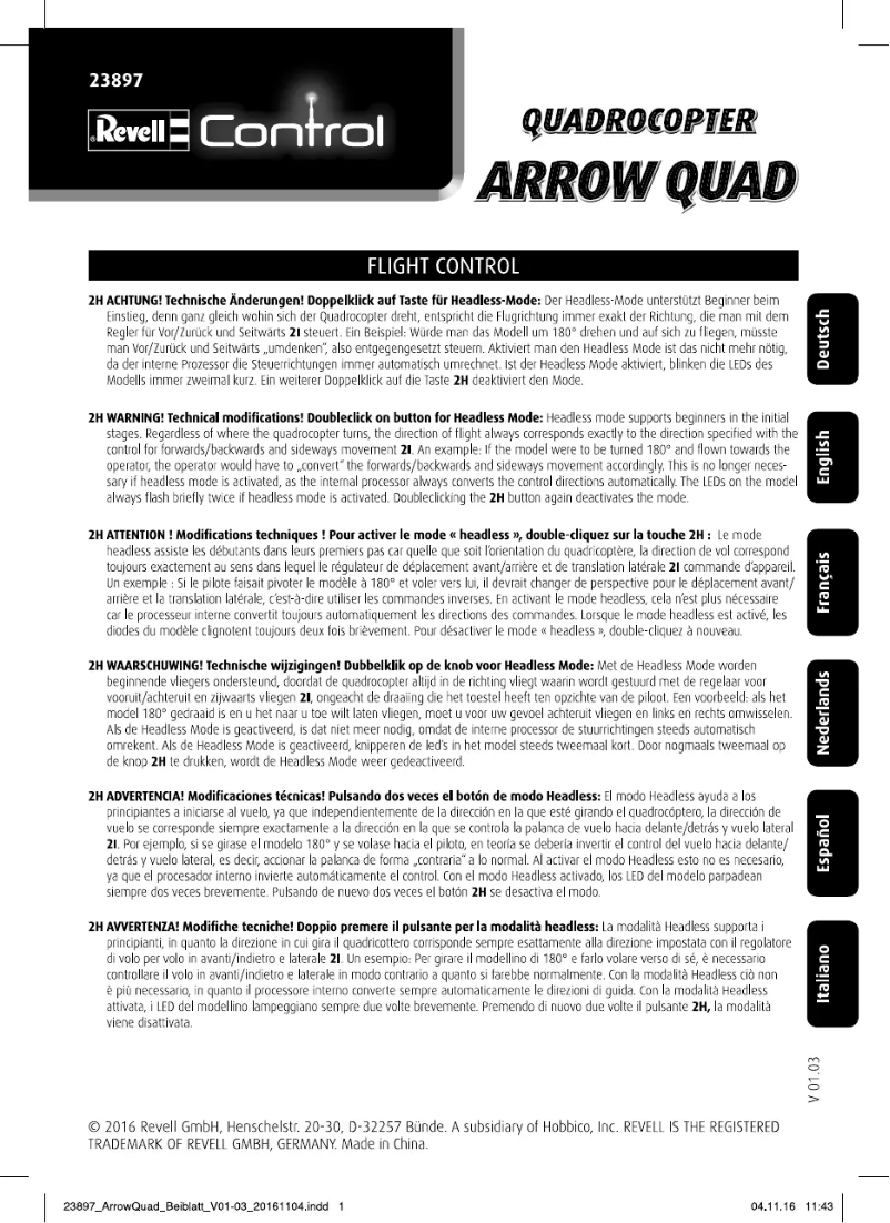 Page n°1 - Manuel utilisateur Revell Arrow QUAD Radio-Controlled (RC) helicopter