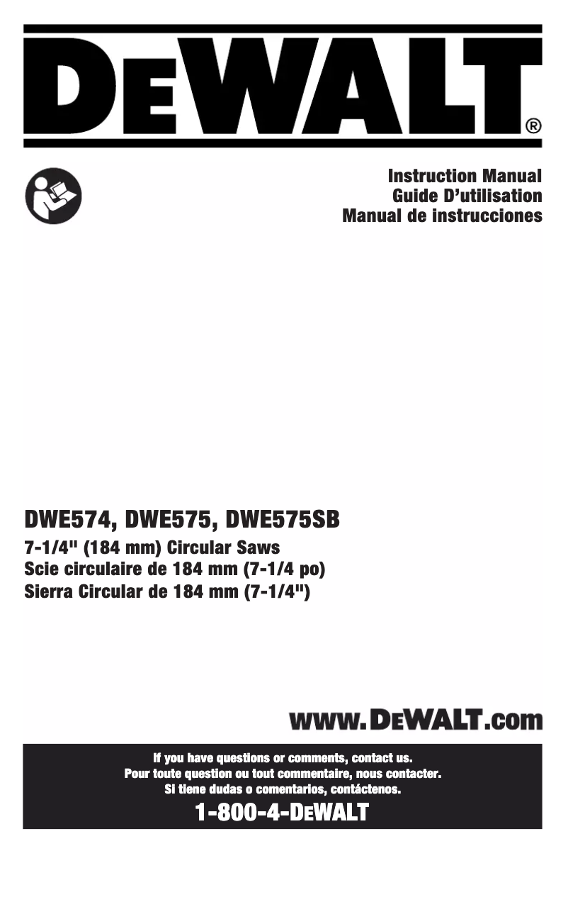 Page 1 de la notice Manuel utilisateur DeWalt DWE574