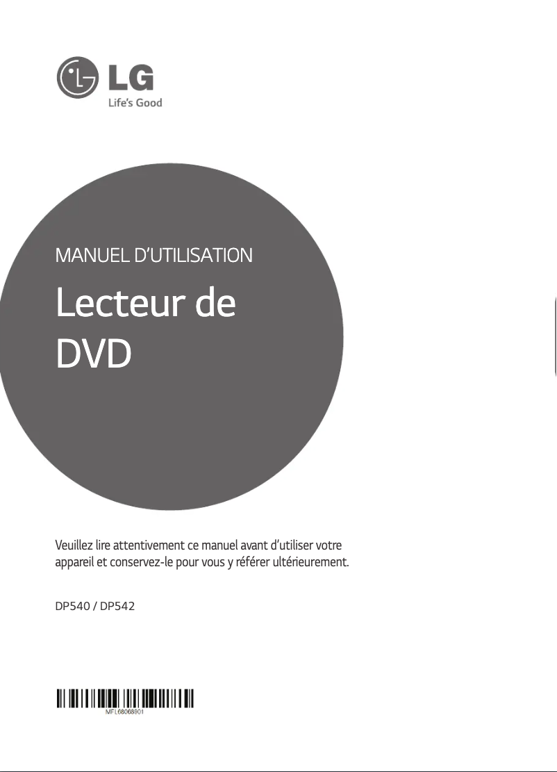 Page n°1 - Manuel utilisateur LG DP540