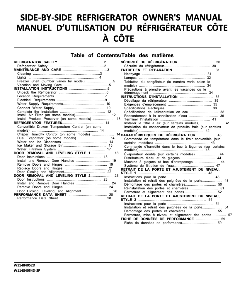 Image de la première page du manuel de l'appareil WRS325SDHW
