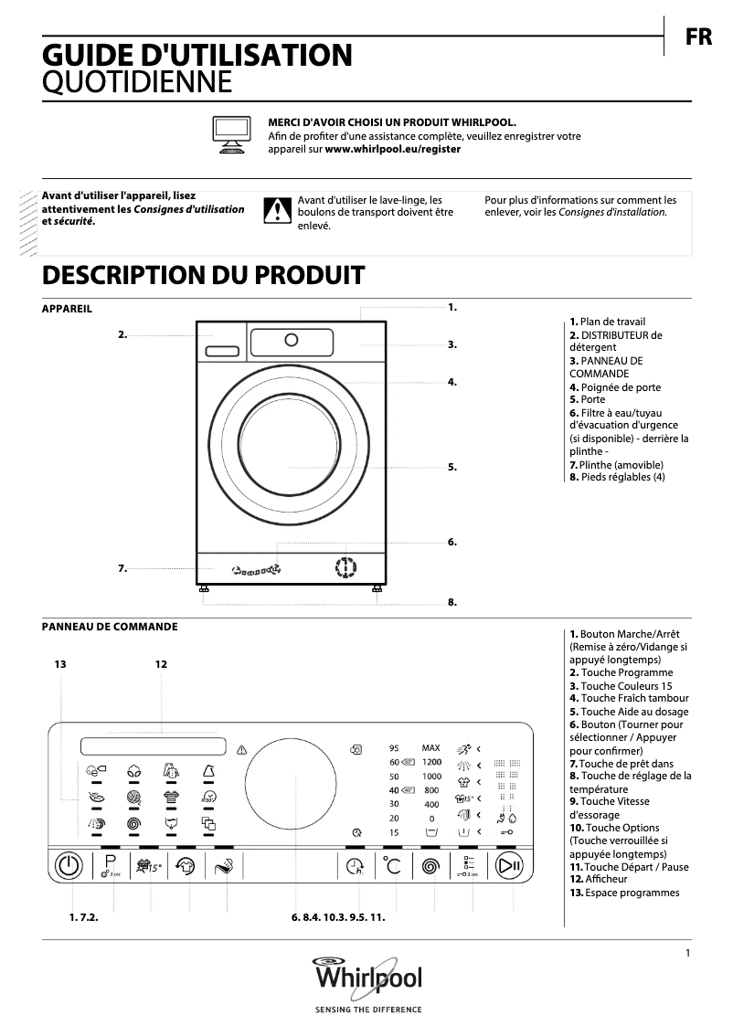 Página 1 del manual Manual de usuario Whirlpool ZEN FSCR80430