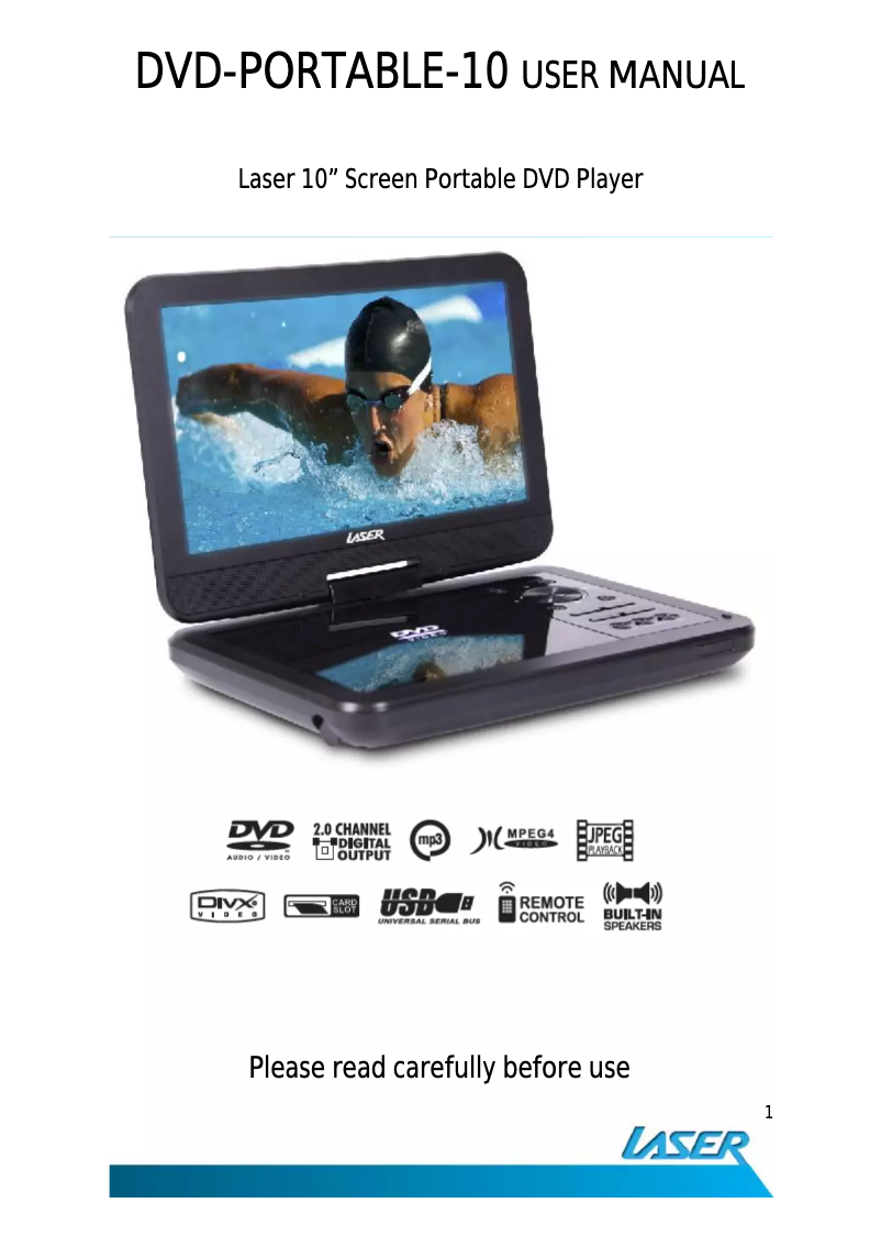 Page n°1 - Manuel utilisateur Laser DVD-PORTABLE-10